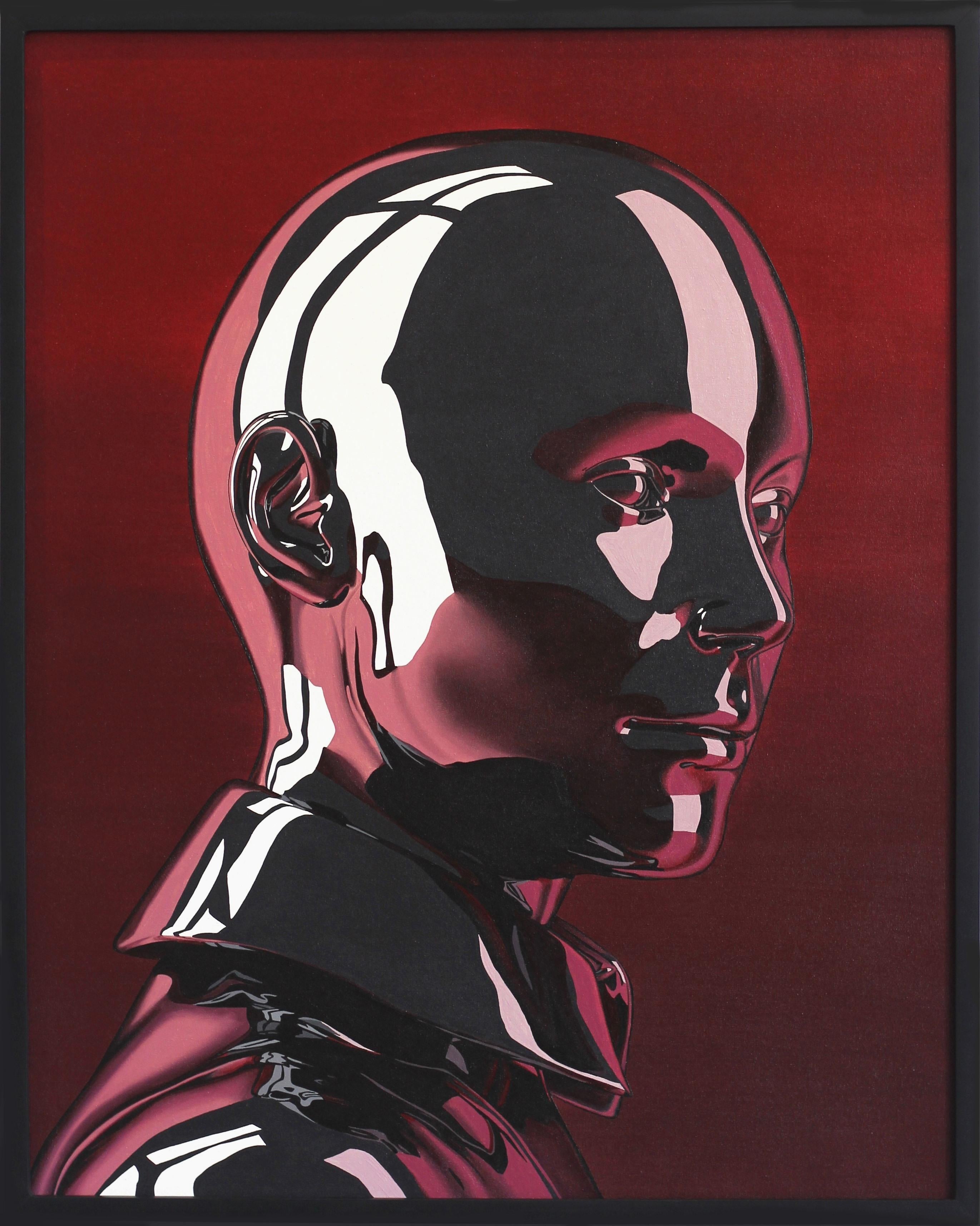 Portrait Magenta - Hyperrealistische figurative Contemporary Ölgemälde auf Leinwand