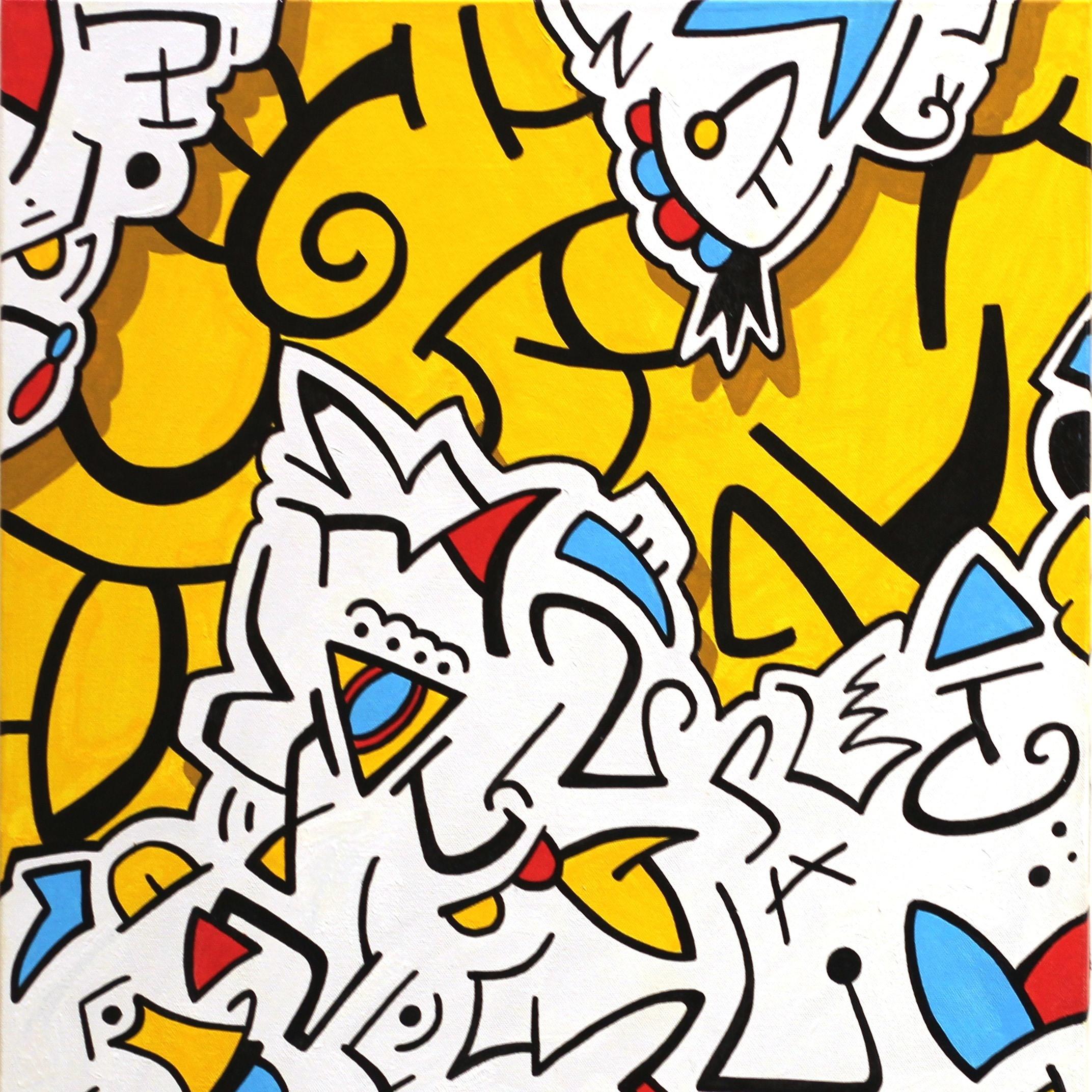 Recycelte Decken – Original, von Graffiti inspiriertes Kunstwerk (Diptychon)  (Streetart), Painting, von Ilan Leas