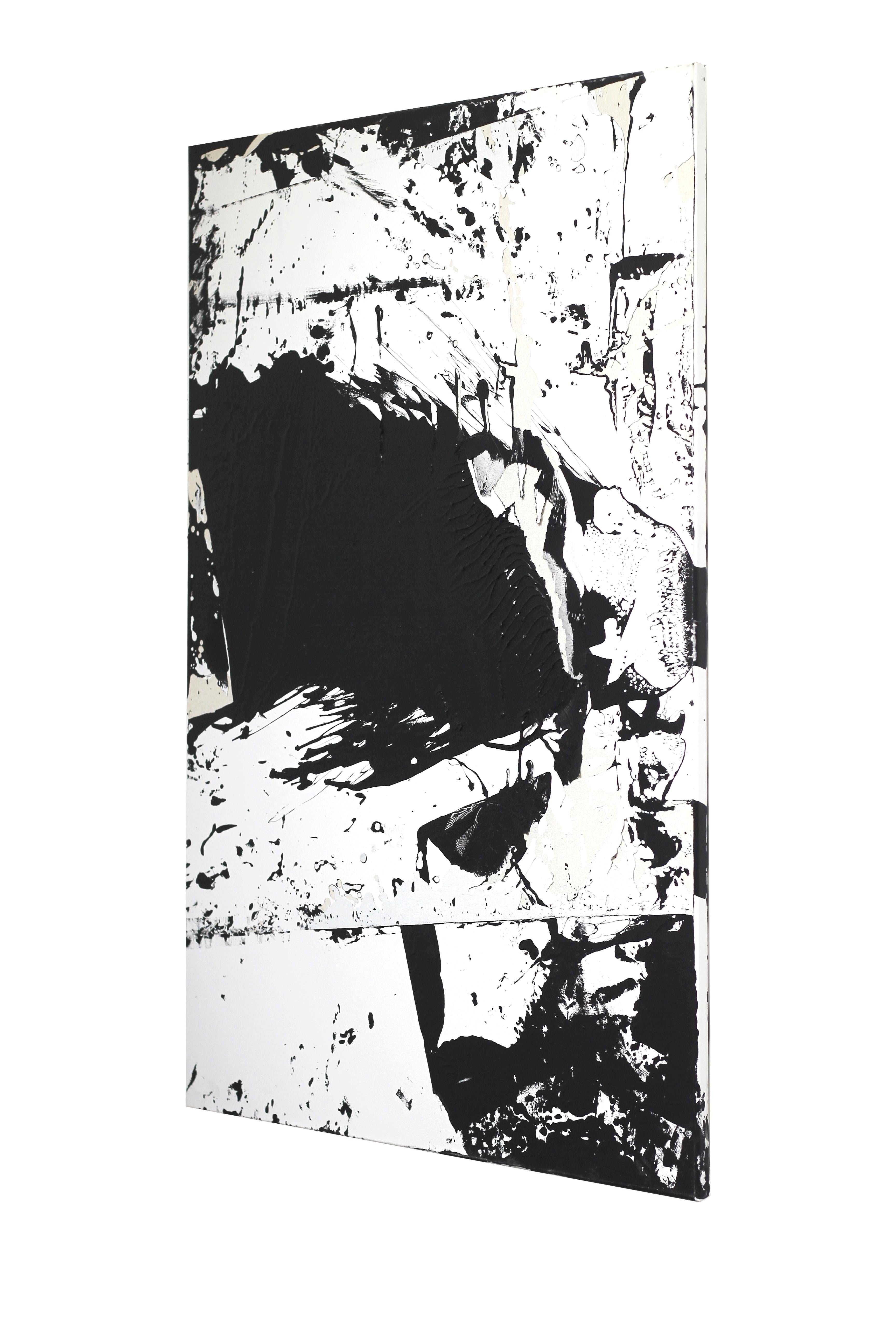 0501 – Original Schwarz-Weiß-Abstrakte Kunstwerk im Angebot 2
