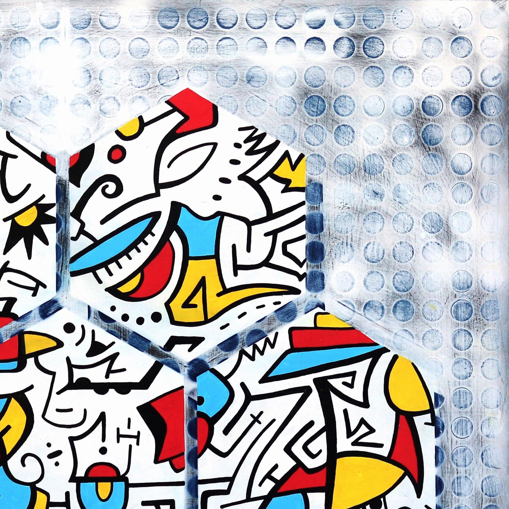 Ilan Leas verwendet graffitiähnliche Striche und kühne Winkel, die in seinen Zeichnungen zu einem faszinierenden Gleichgewicht des organisierten Chaos zusammenlaufen. Mit seinem einzigartigen künstlerischen Ansatz lässt sich Leas von seinem