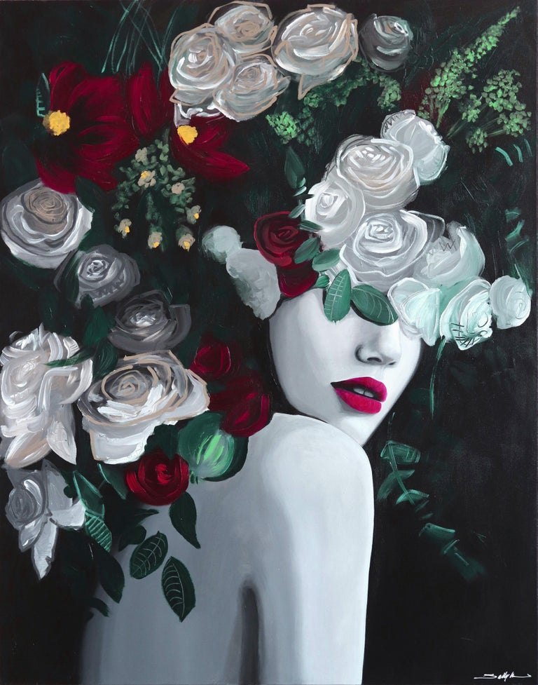 Sally K Looking Back Large Original Figurative Painting For Sale at