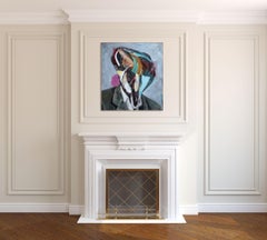 Shape of Face No. 5 - Arte figurativa espressionista surrealista testurizzata con cornice