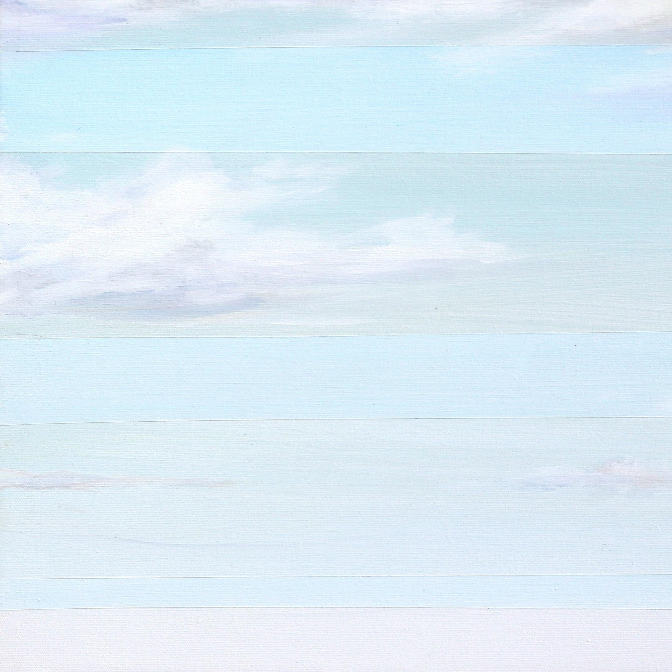 Morning Breeze 2 - Original Soft Sky Painting with Geometric Accents For Sale 3