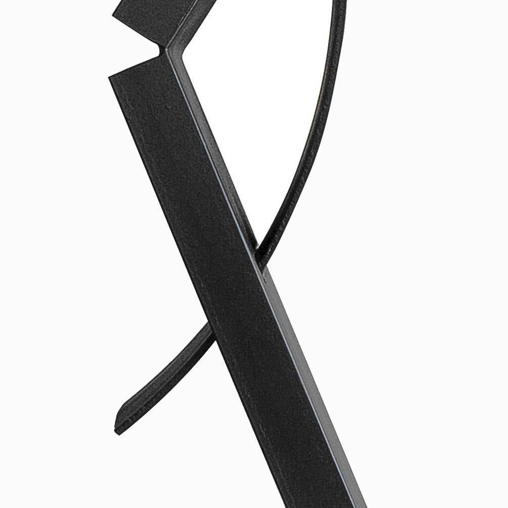 Eclipse - Grande sculpture en acier moderne et équilibrée géométrique noire d'origine en vente 3