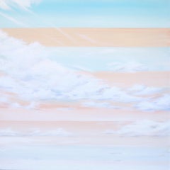 Morgenbreeze 1 – Abstraktes geometrisches Gemälde mit weichem Himmel und Sonne