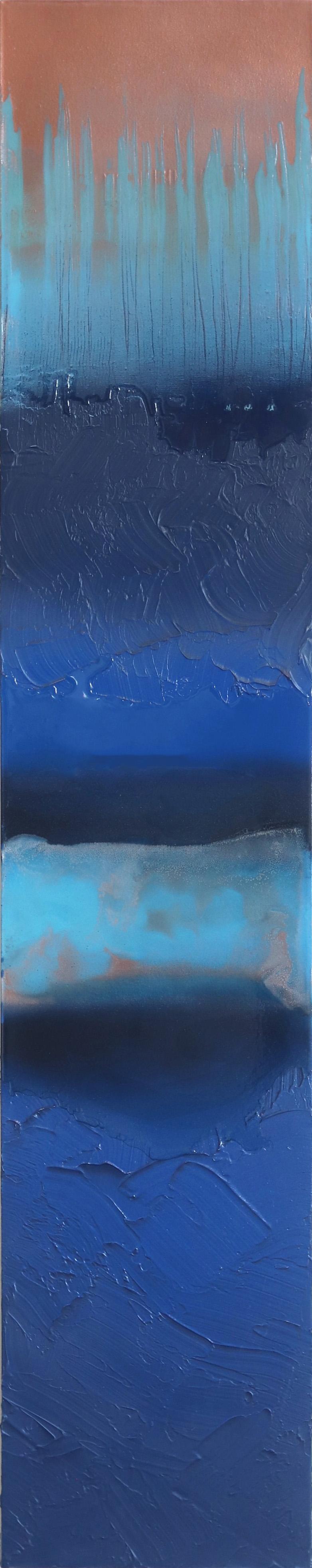 Coastal Waters 1 - Skinny Tall Blue Mixed Media Resin Painting