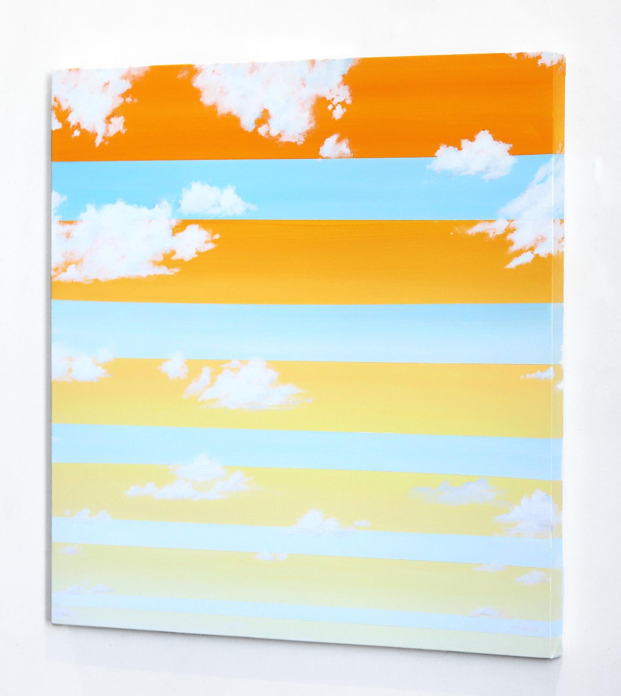 Summer Vibes 1 - Yellow and Blue Abstract Geometric Sky Painting on Canvas For Sale 1
