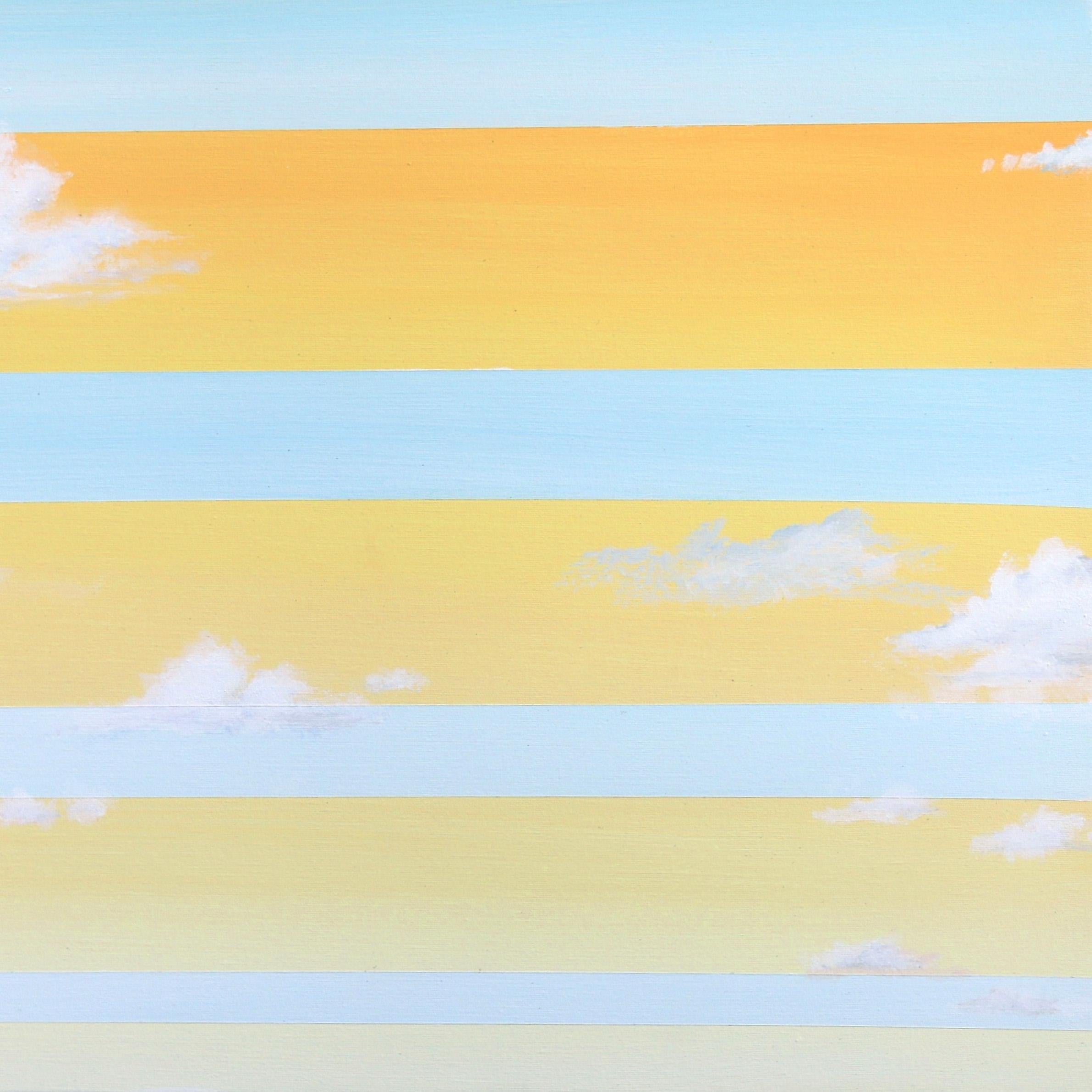Summer Vibes 1 - Yellow and Blue Abstract Geometric Sky Painting on Canvas For Sale 5