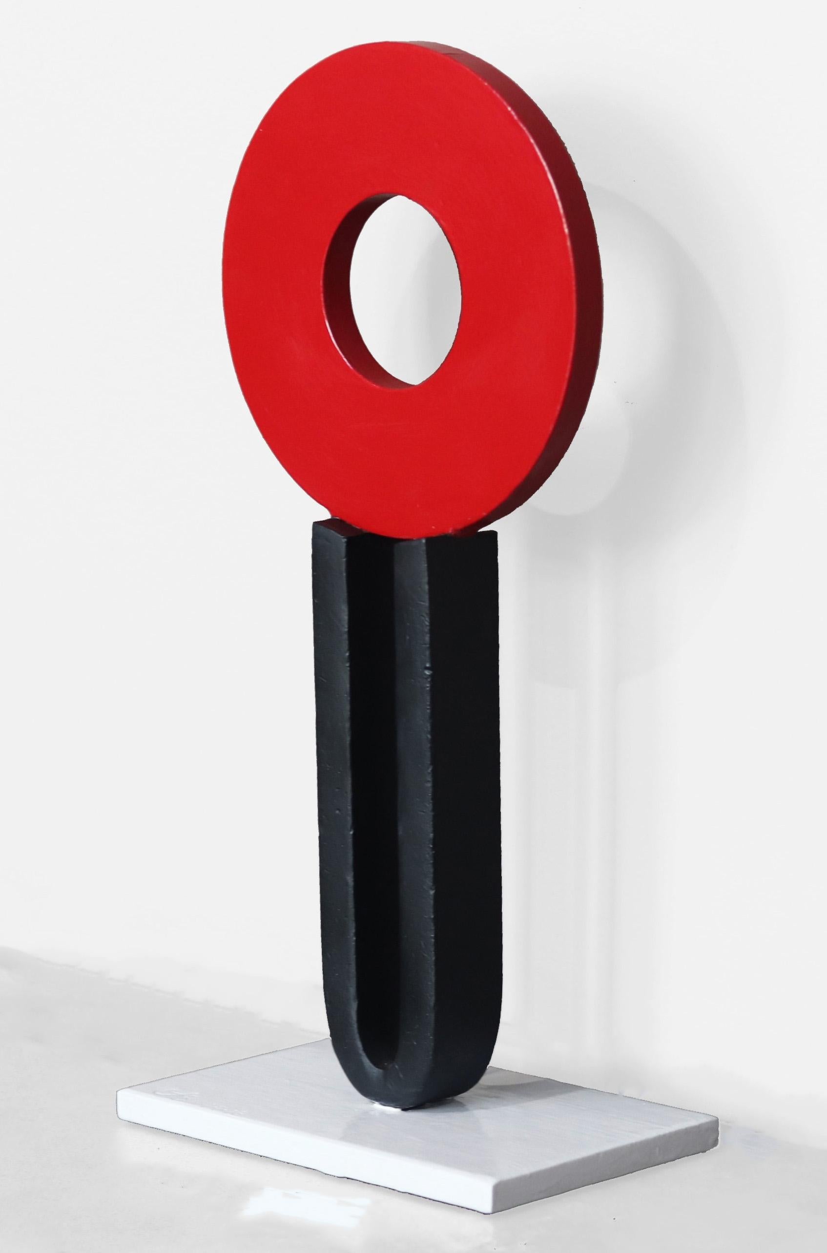 Red Head #1 - Red and Black Original Minimalist Contemporary Geometric Sculpture For Sale 2