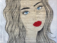 El lado soleado de la vida - Pintura figurativa Pop Art Retrato Textural