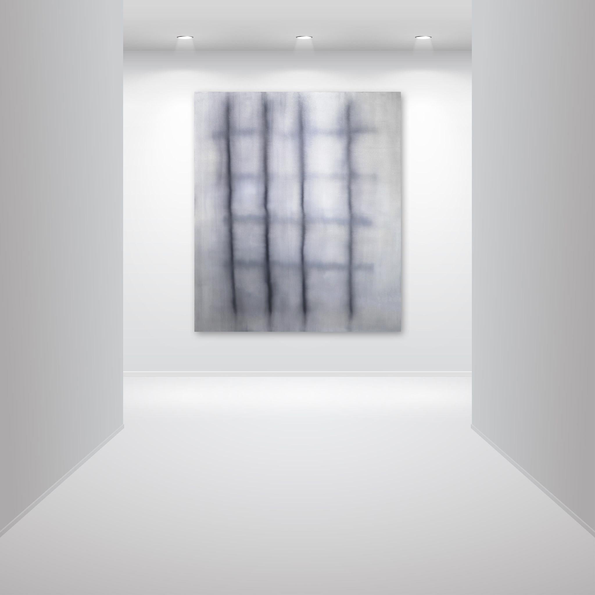 A700 - Œuvre d'art abstraite minimaliste surdimensionnée et monochrome originale en noir et blanc - Abstrait Mixed Media Art par Marco Schmidli