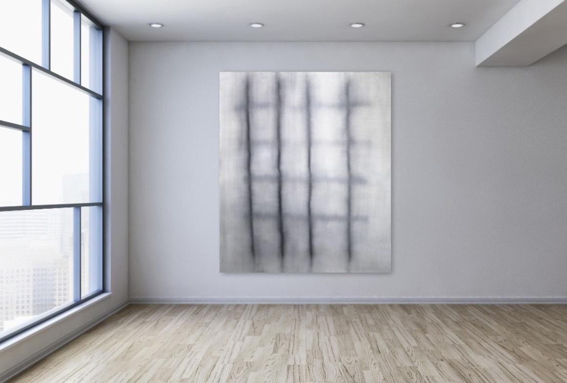 A700 - Œuvre d'art abstraite minimaliste surdimensionnée et monochrome originale en noir et blanc en vente 3