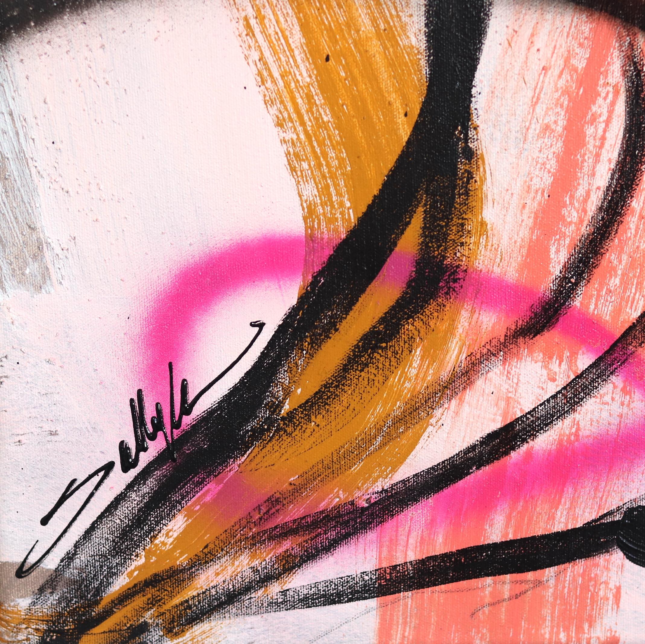 Línea blanca - Pintura abstracta original de colores Retrato figurativo gestual en venta 5