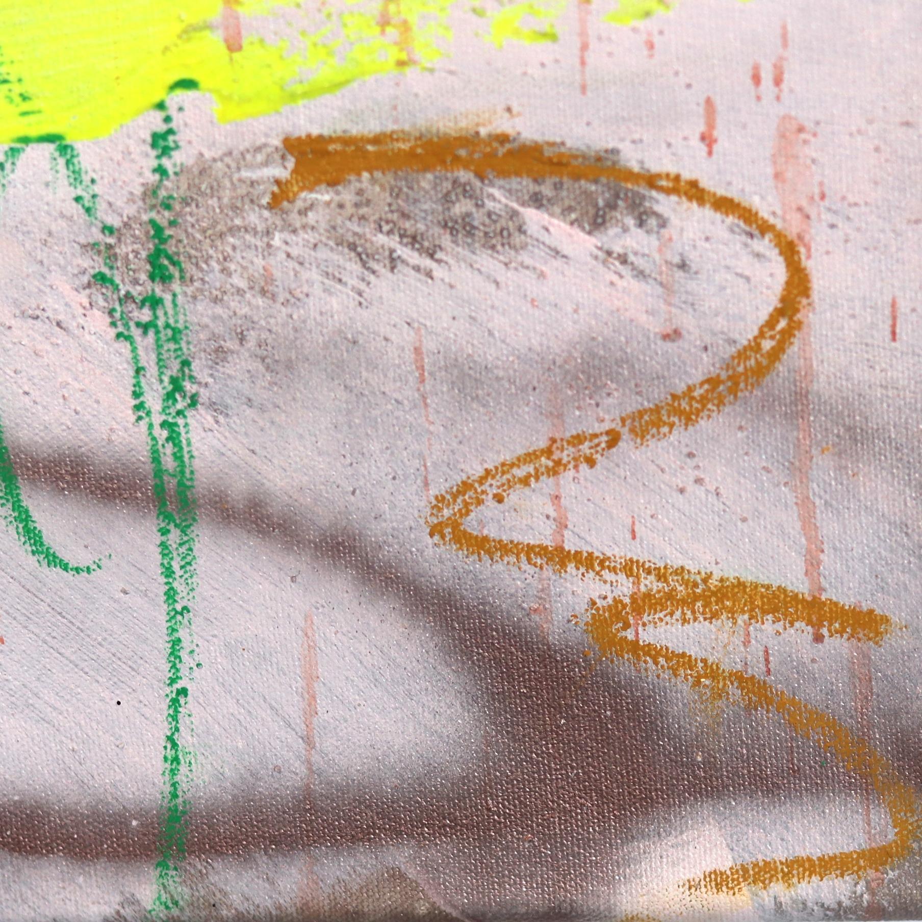 Línea blanca - Pintura abstracta original de colores Retrato figurativo gestual en venta 2