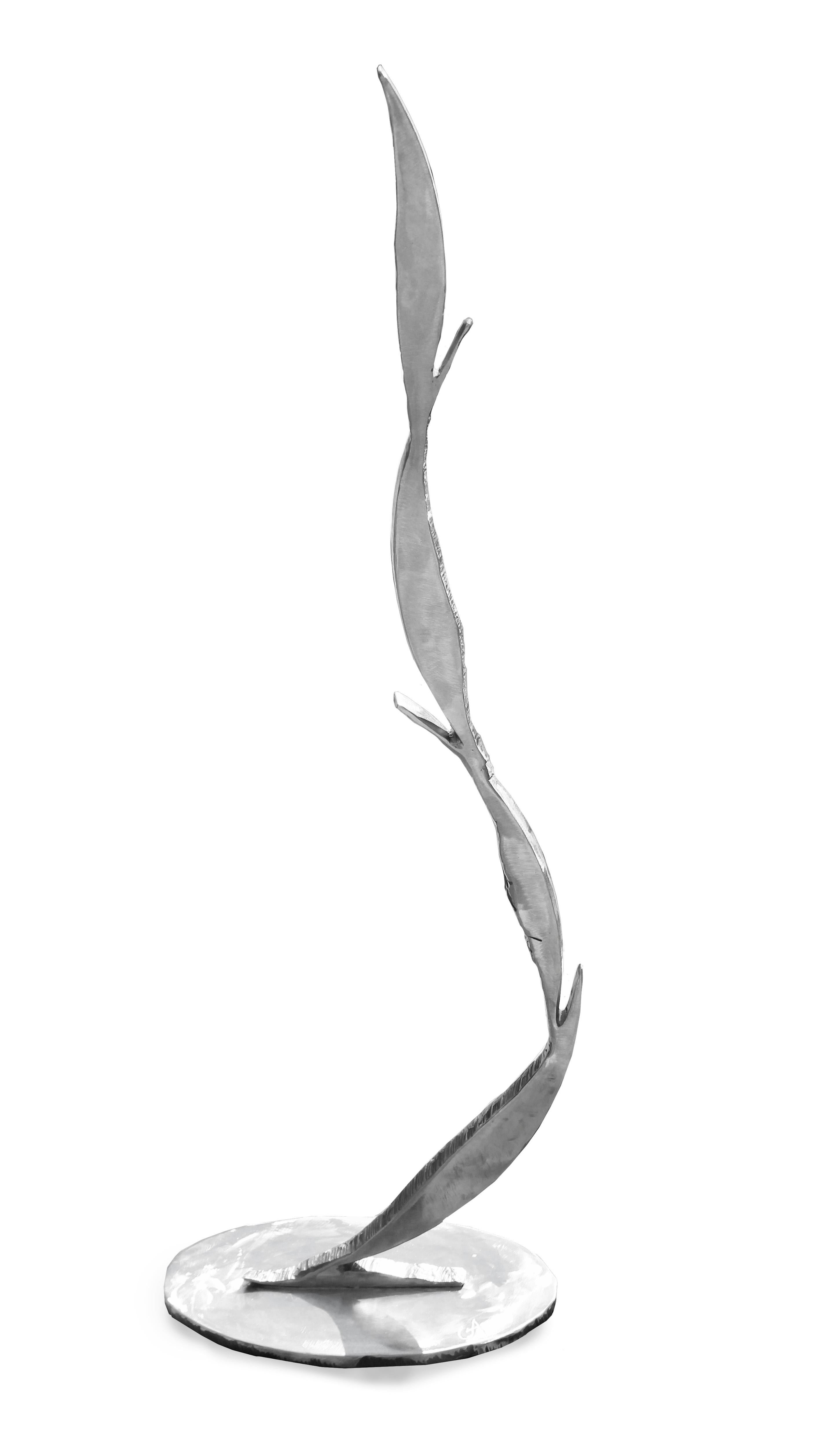 Still-Life Sculpture Granville Beals - Renewed - Contemporary Silver Metal Organic Modern Still Life Steel Sculpture