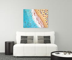 Carefree Days - Large Textural Seascape Aerial Beach Water Landscape Painting