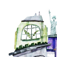 La Reina - Acuarela Casa Hogar Pintura Original Whimiscal Arte Lúdico