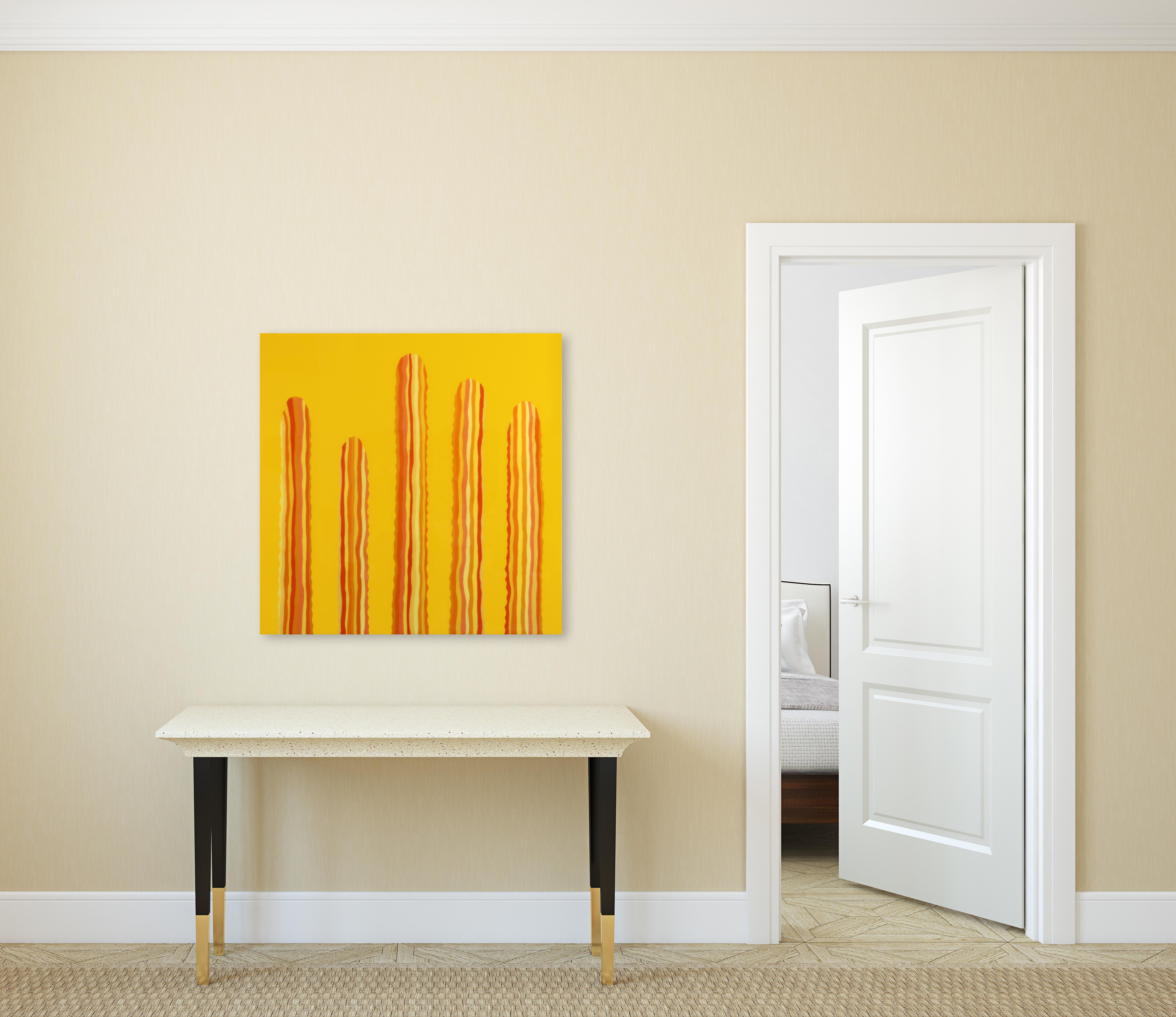 Peinture Pop Art Cactus jaune orangé vibrant d'inspiration sud-ouest - Painting de Will Beger