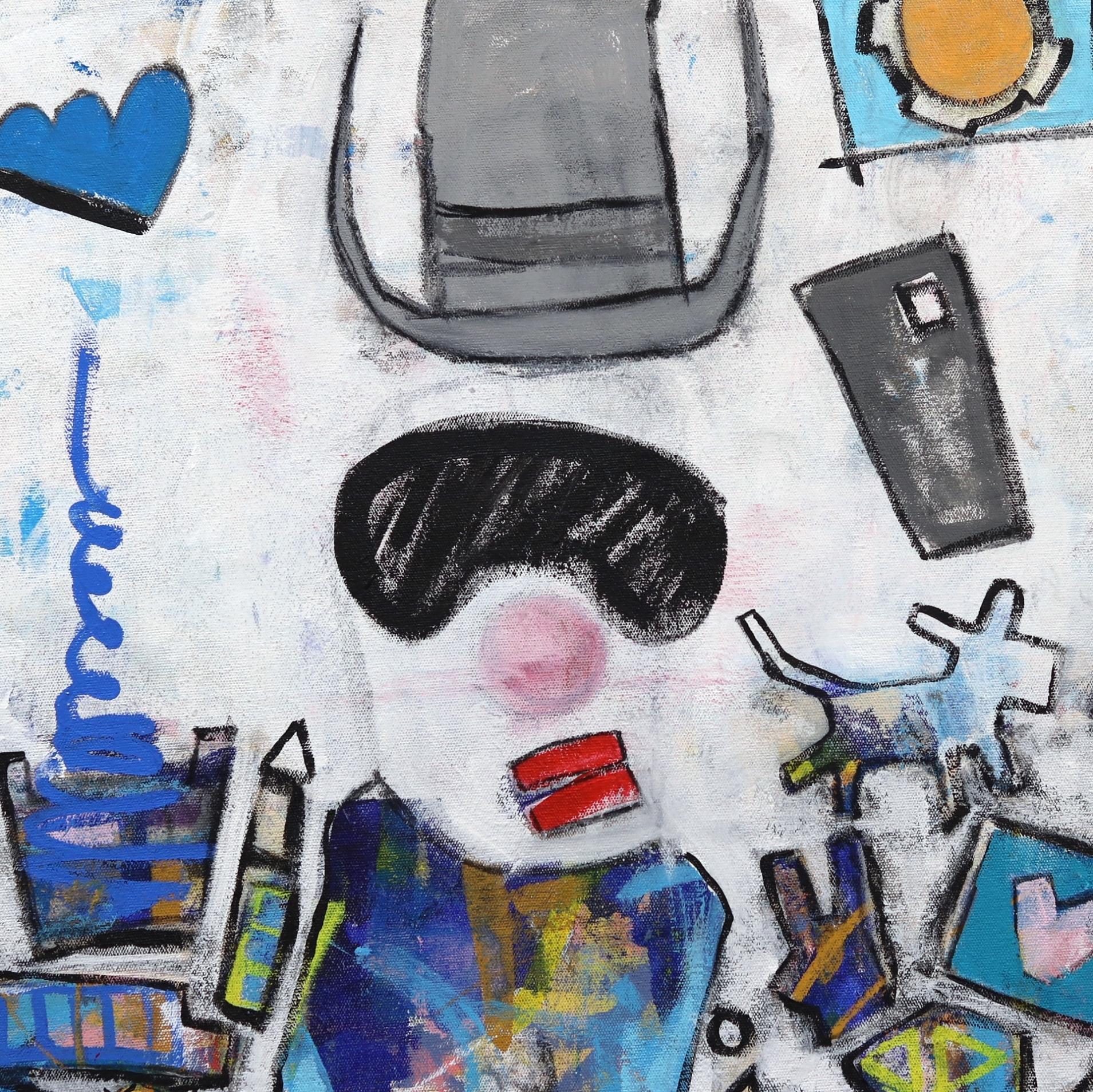 Oswald le lapin ! Grande peinture pop art néo-expressionniste inspirée  - Néo-expressionnisme Painting par Tommy Lennartsson
