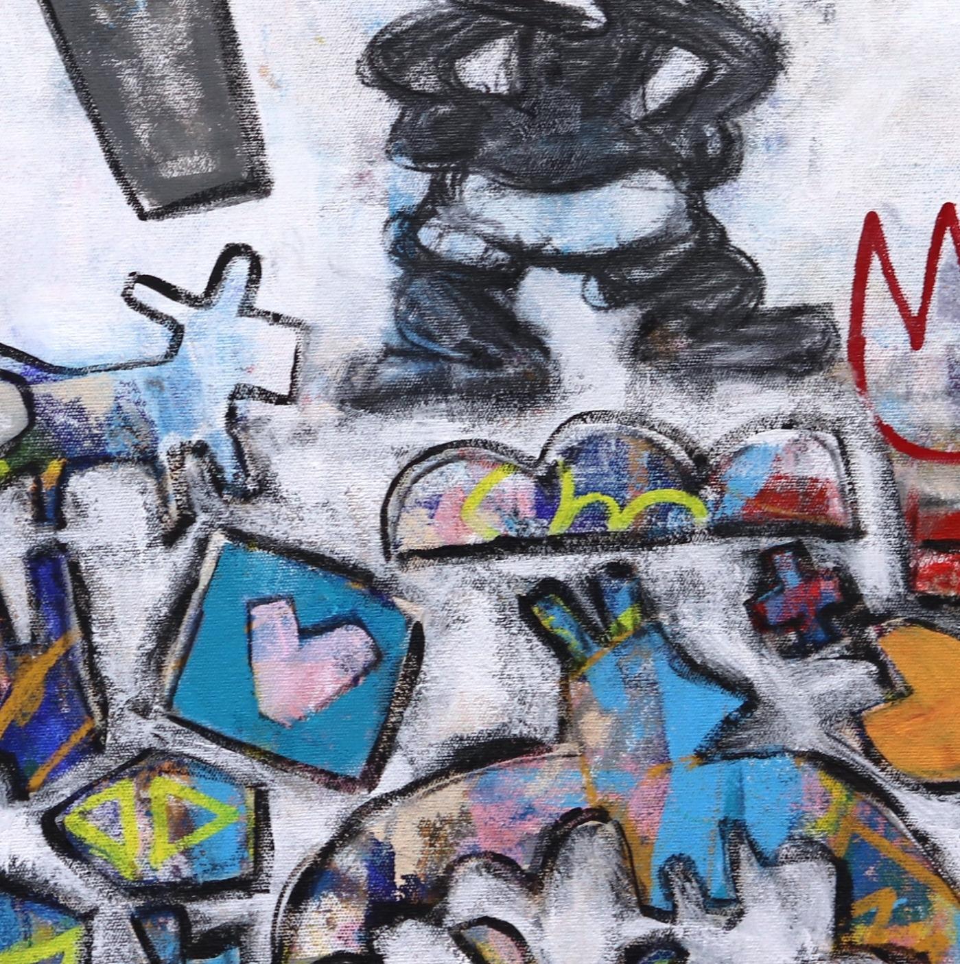 Oswald der Kaninchen! Großes farbenfrohes, inspirierendes, neoexpressionistisches Pop-Art-Gemälde im Angebot 5
