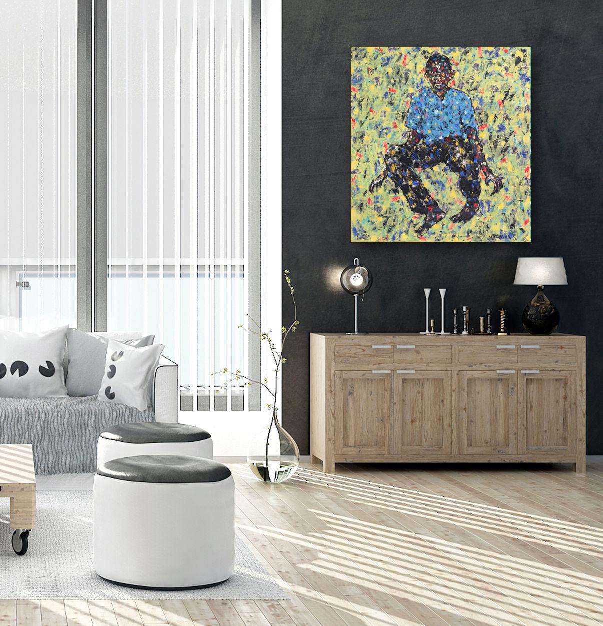 Figura in giallo - Mixed Media Art Contemporaneo di Emeka Udemba