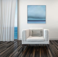 452 - Framed Square Contemporary Minimalist Blue Ocean Landscape Oil Painting