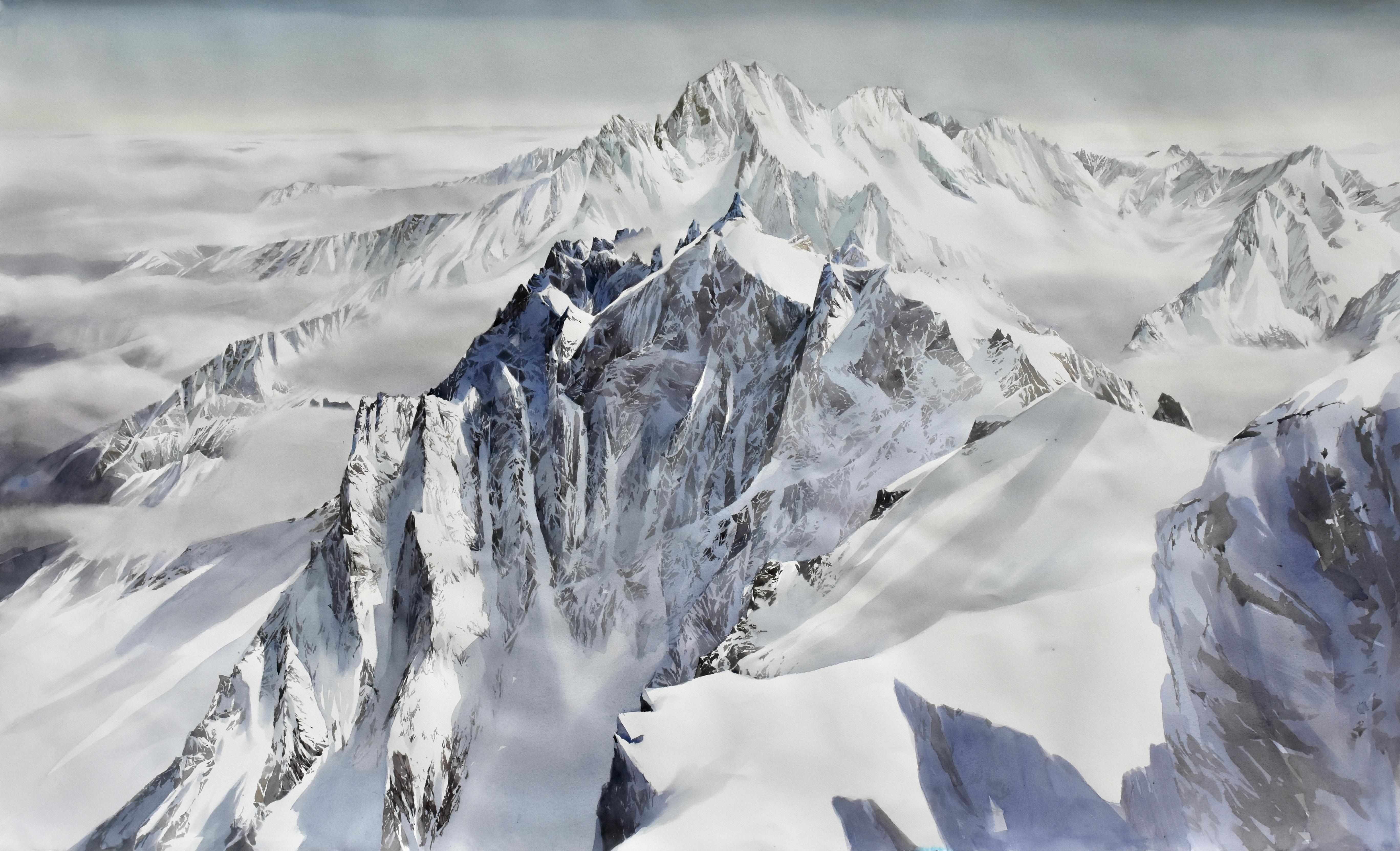 Aiguille du Midi: Alpine watercolour by Silvia De Bastiani