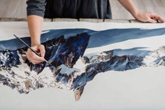Alpine Lake: Lago della Manzina (Valfurva), Watercolor on Paper, cm 56 x 76