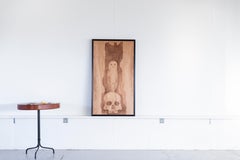 Vanitas: Pyrography on Eucalyptus Wood, Skull, and Owl