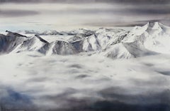 Alpi Retiche, œuvre originale de 106 x 160 cm, aquarelle sur papier, signée
