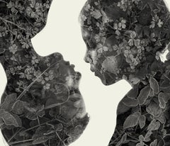 Blood ties - black and white portrait and nature multi exposure photograph