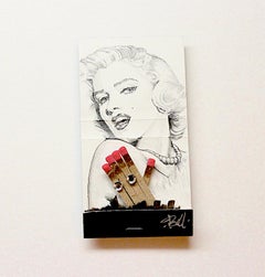 Marilyn Monroe- figurative black and white portrait on matchbox
