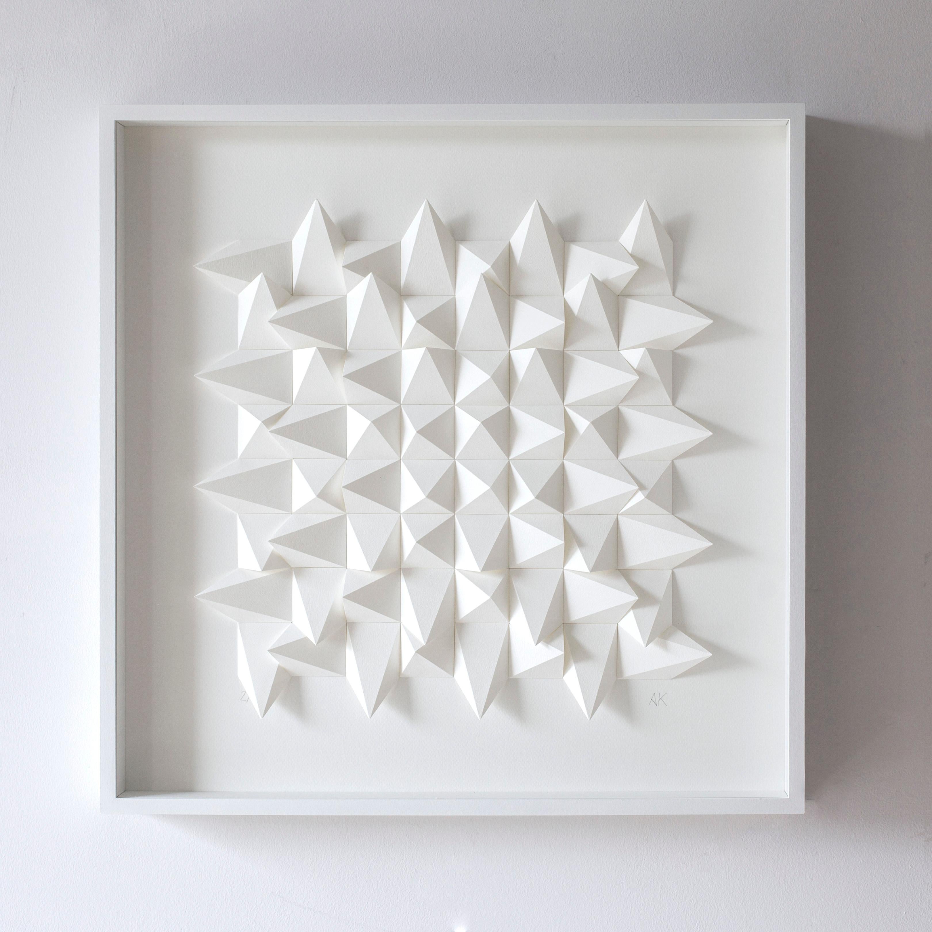 U 45 - white abstract geometric minimalist 3D composition with folded paper