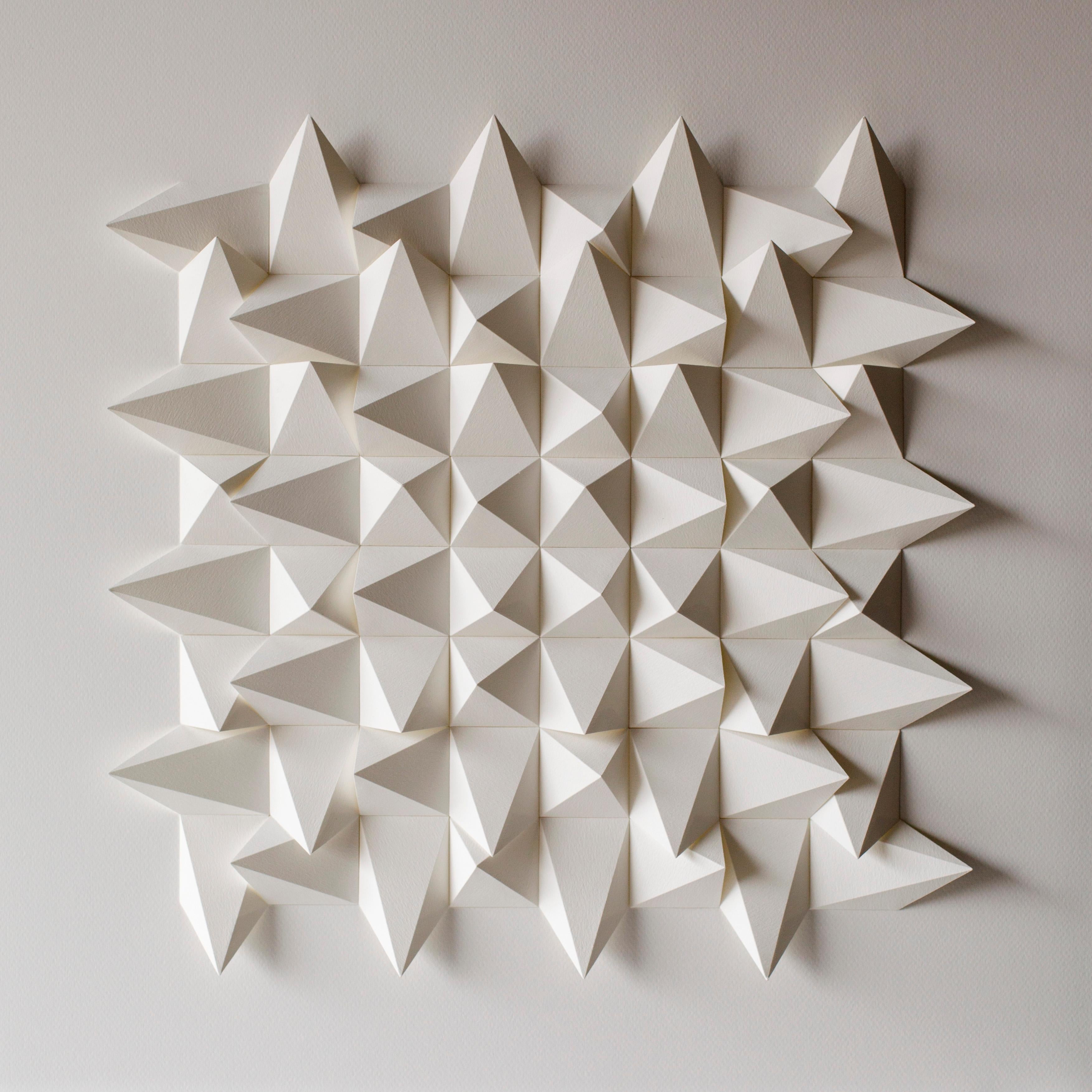 U 45 - white abstract geometric minimalist 3D composition with folded paper  - Art by Anna Kruhelska