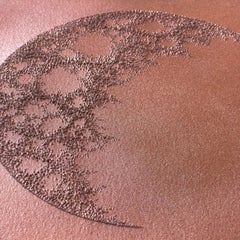 #4- intricate copper color 3D abstract circle drawing with pulled paper fiber