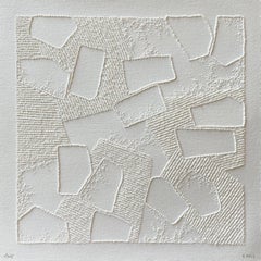 #6- intricate beige 3D abstract aerial landscape drawing with pulled paper fiber