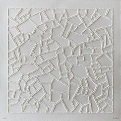 #8- intrincado dibujo abstracto 3D beige de paisaje aéreo con fibra de papel estirada