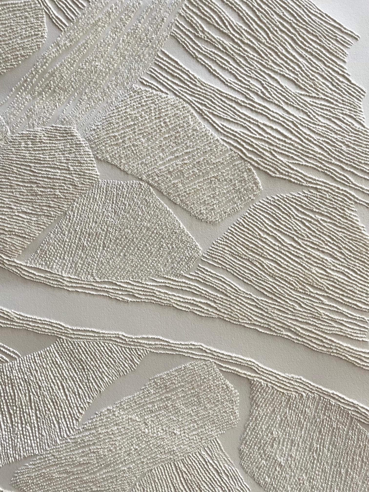 #1-beige 3D-Abstrakte vertikale Luftbildzeichnung mit gezogenen Papierfasern (Grau), Abstract Drawing, von Antonin Anzil