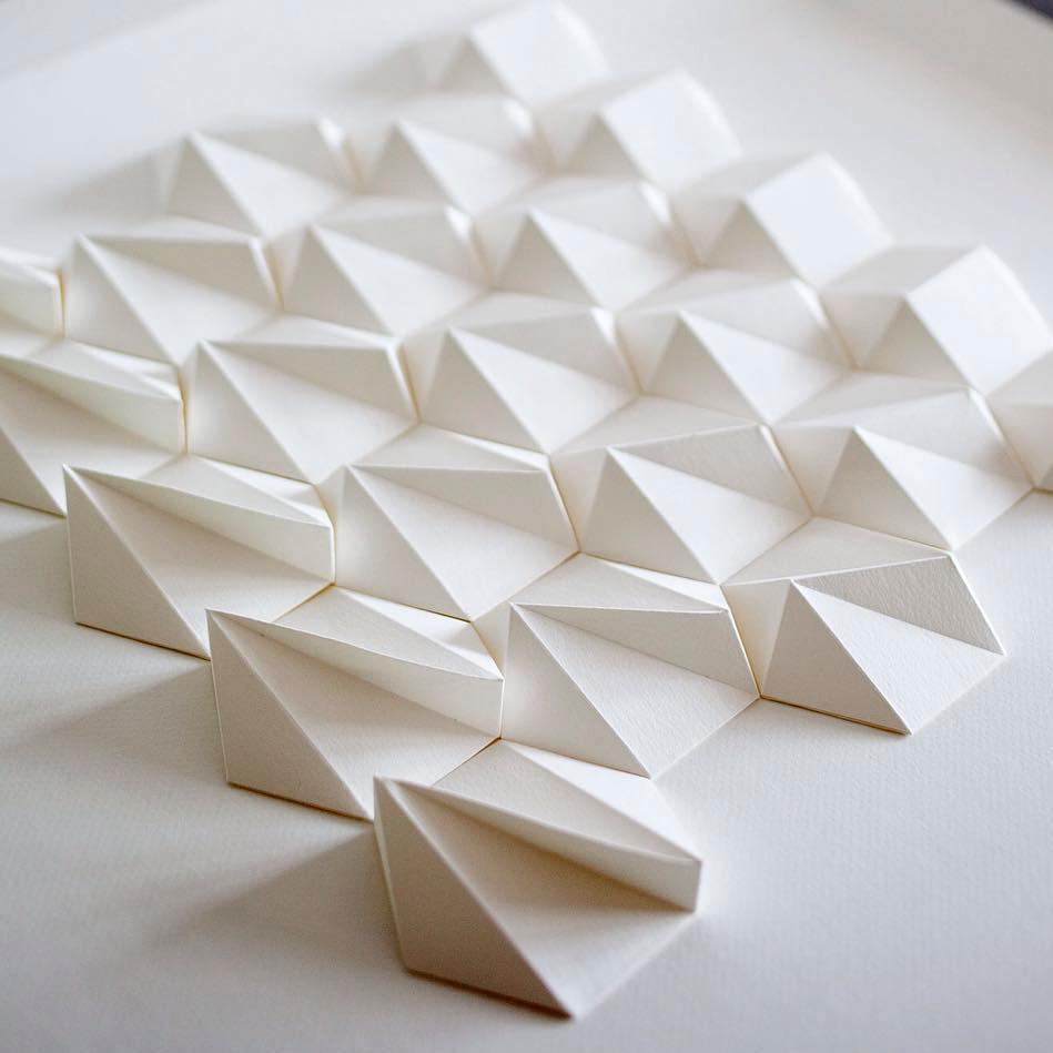 U 17 - white abstract geometric minimalist 3D composition with folded paper  - Art by Anna Kruhelska