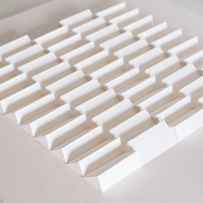 U 8 - white abstract geometric minimalist 3D composition with folded paper  - Art by Anna Kruhelska