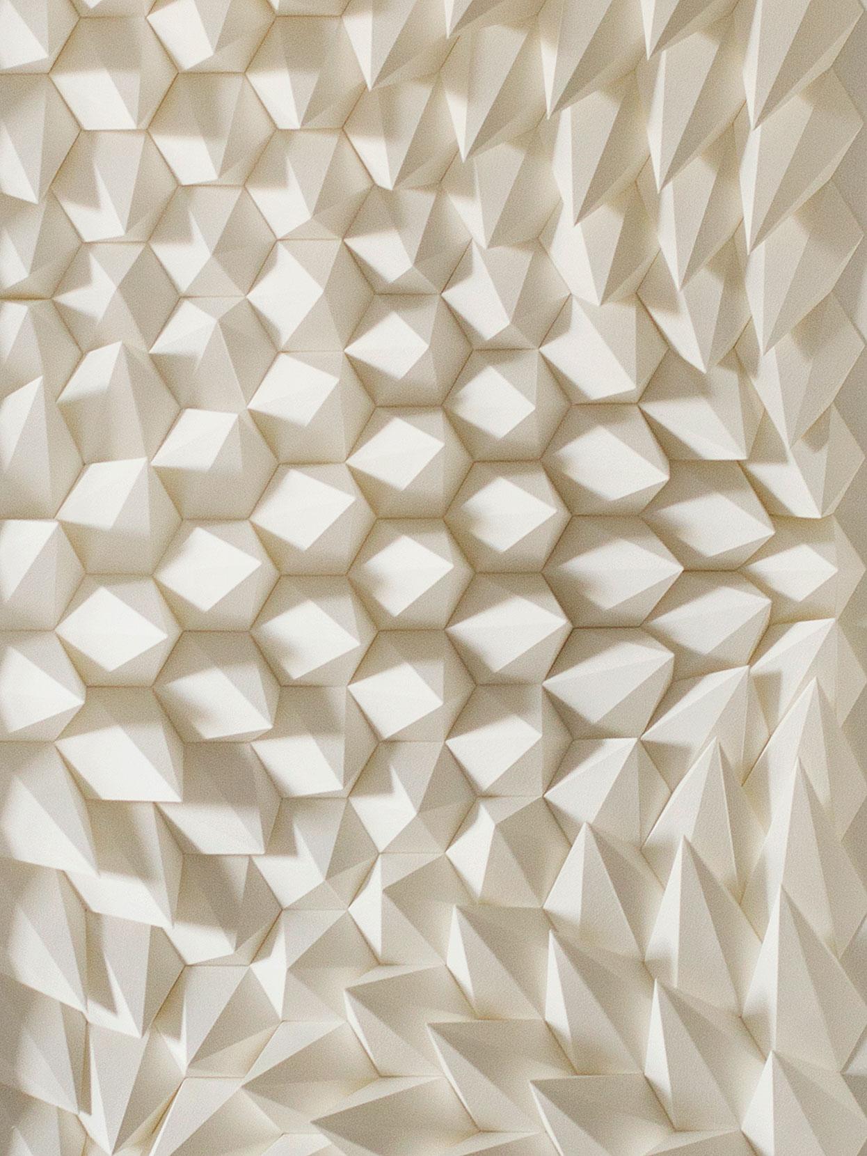U 182 - white abstract geometric minimalist 3D composition with folded paper  - Art by Anna Kruhelska