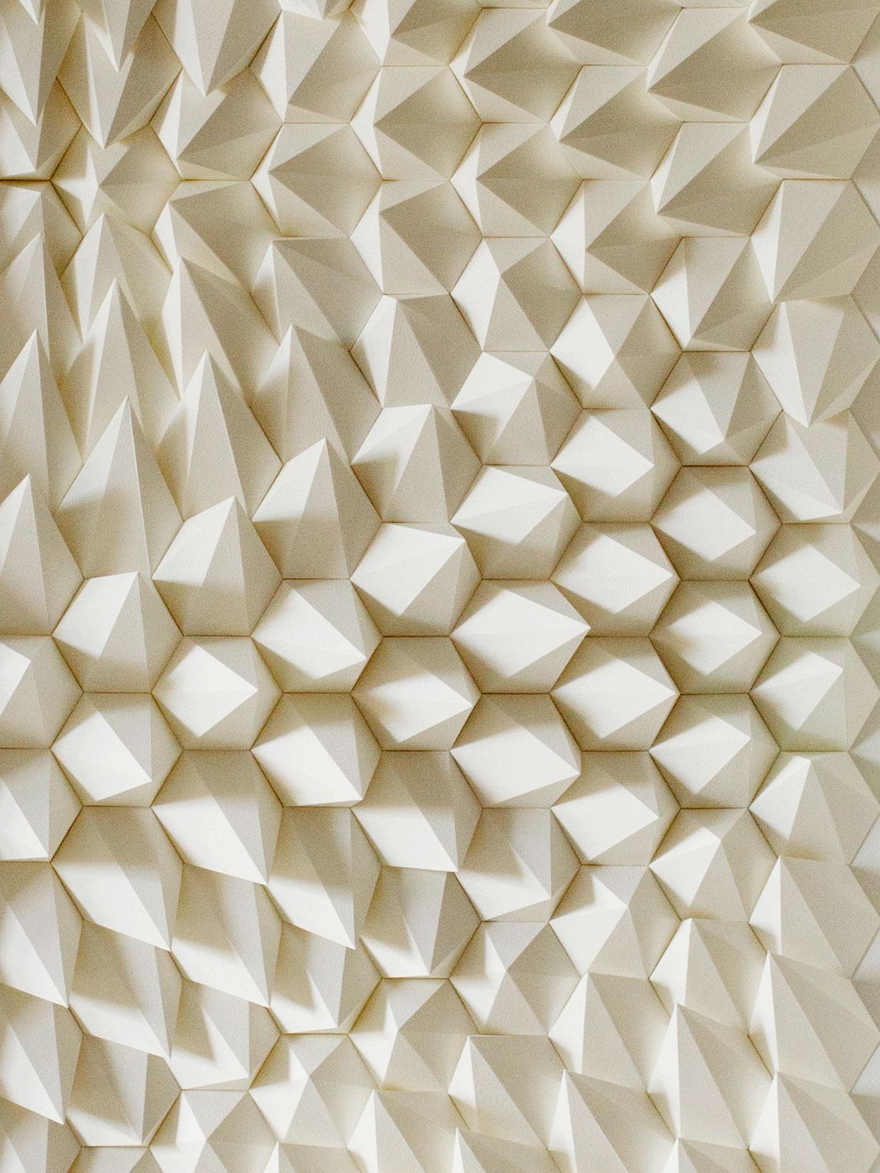 U 185 - white abstract geometric minimalist 3D composition with folded paper  - Art by Anna Kruhelska