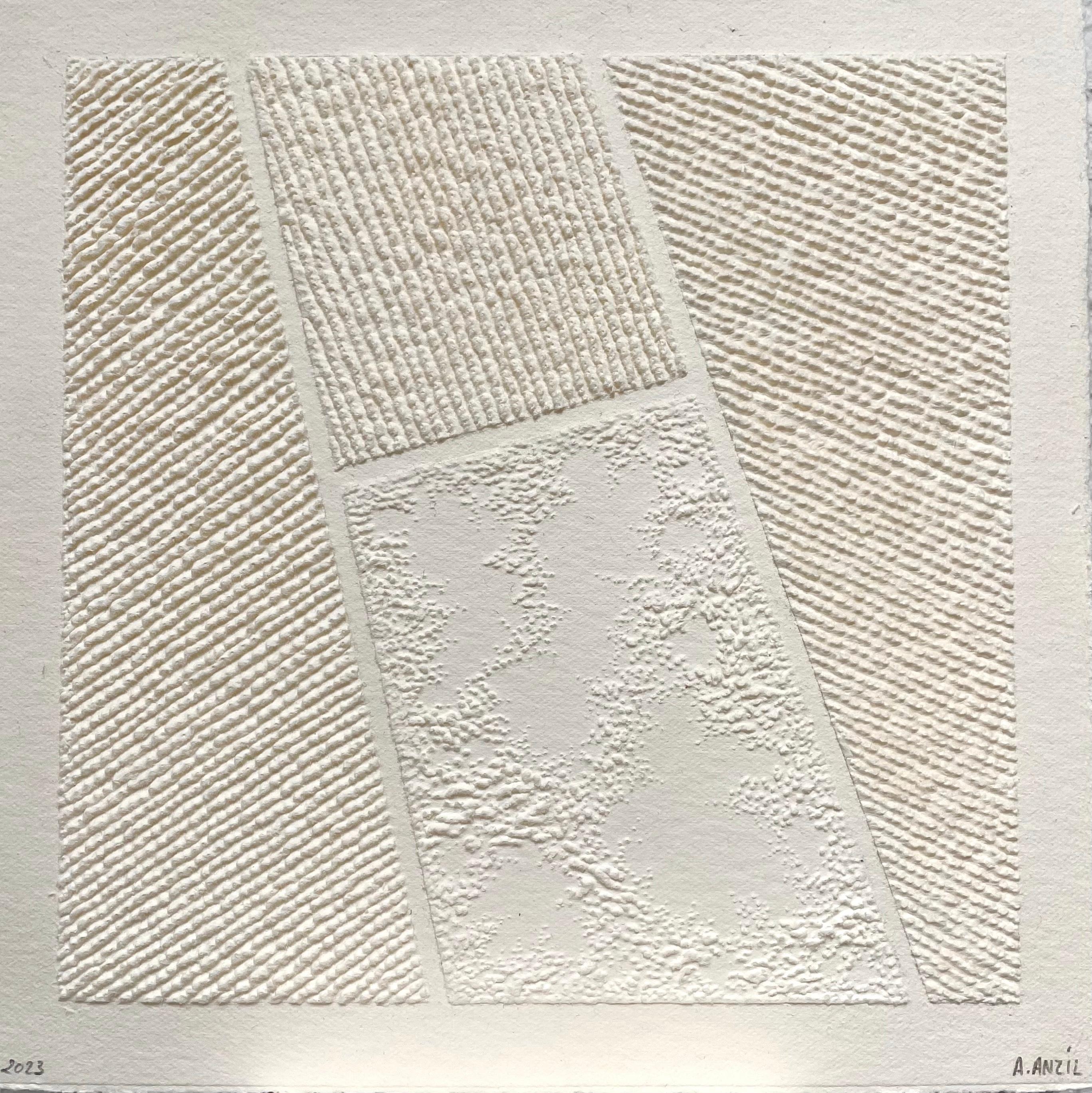 T #1 – aufwändige beige 3D-Abstrakte Luftlandschaftszeichnung aus gegossener Papierfaser
