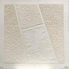 T #1- intricate beige 3D abstract aerial landscape pulled paper fiber drawing