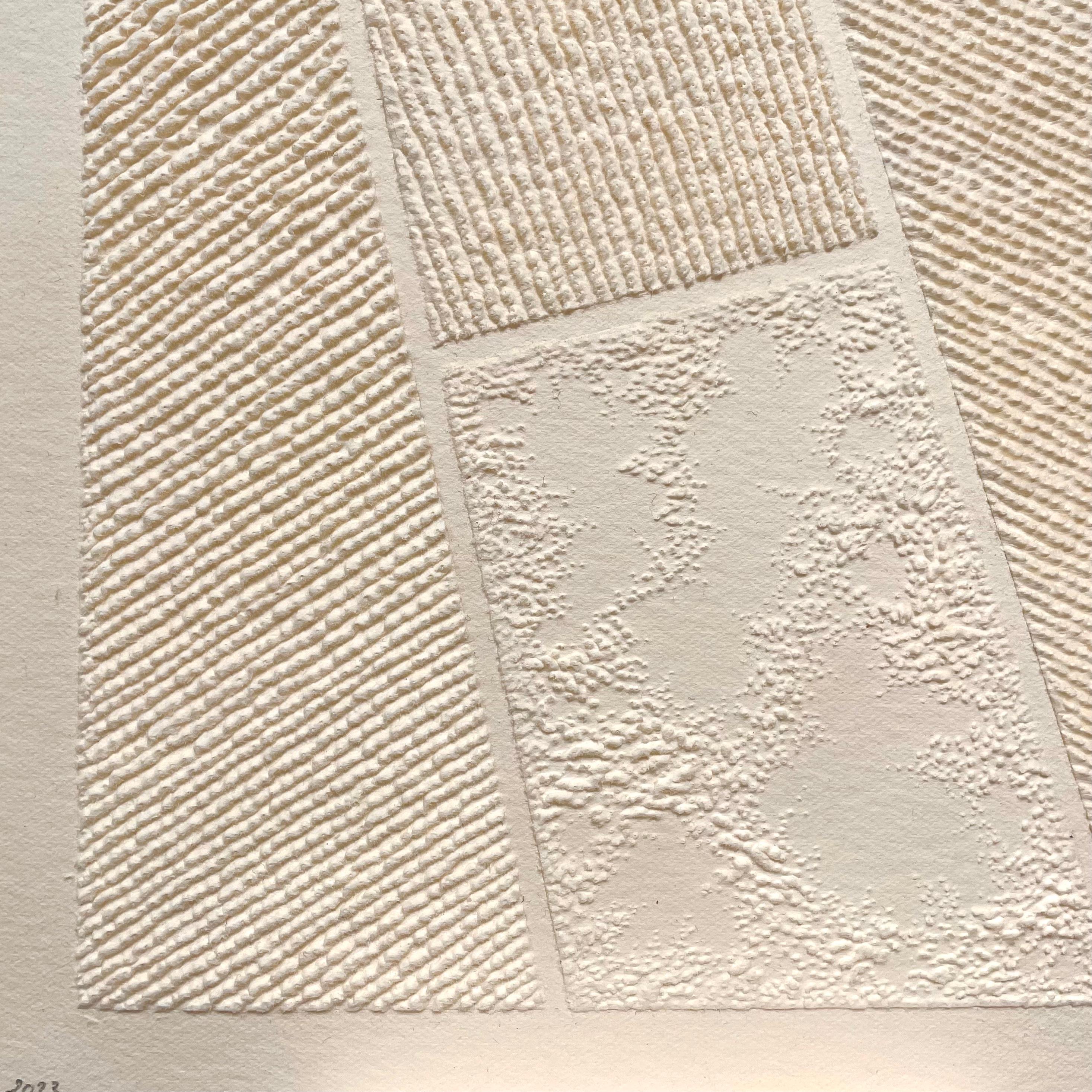 T #1- intrincado beige 3D paisaje aéreo abstracto tirado papel fibra dibujo - Art Geométrico abstracto de Antonin Anzil