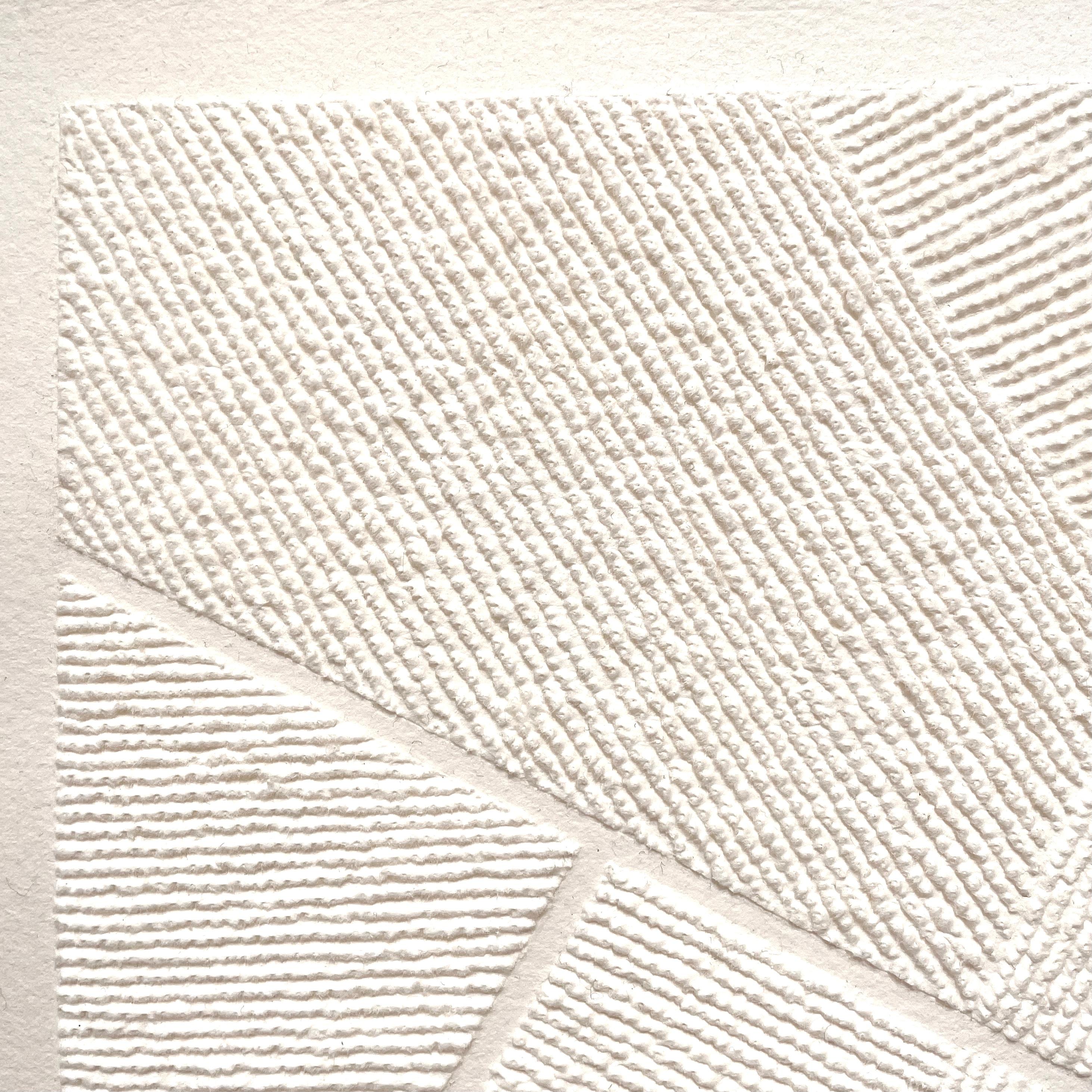 T #4- intricate beige 3D abstract aerial landscape pulled paper fiber drawing - Art by Antonin Anzil