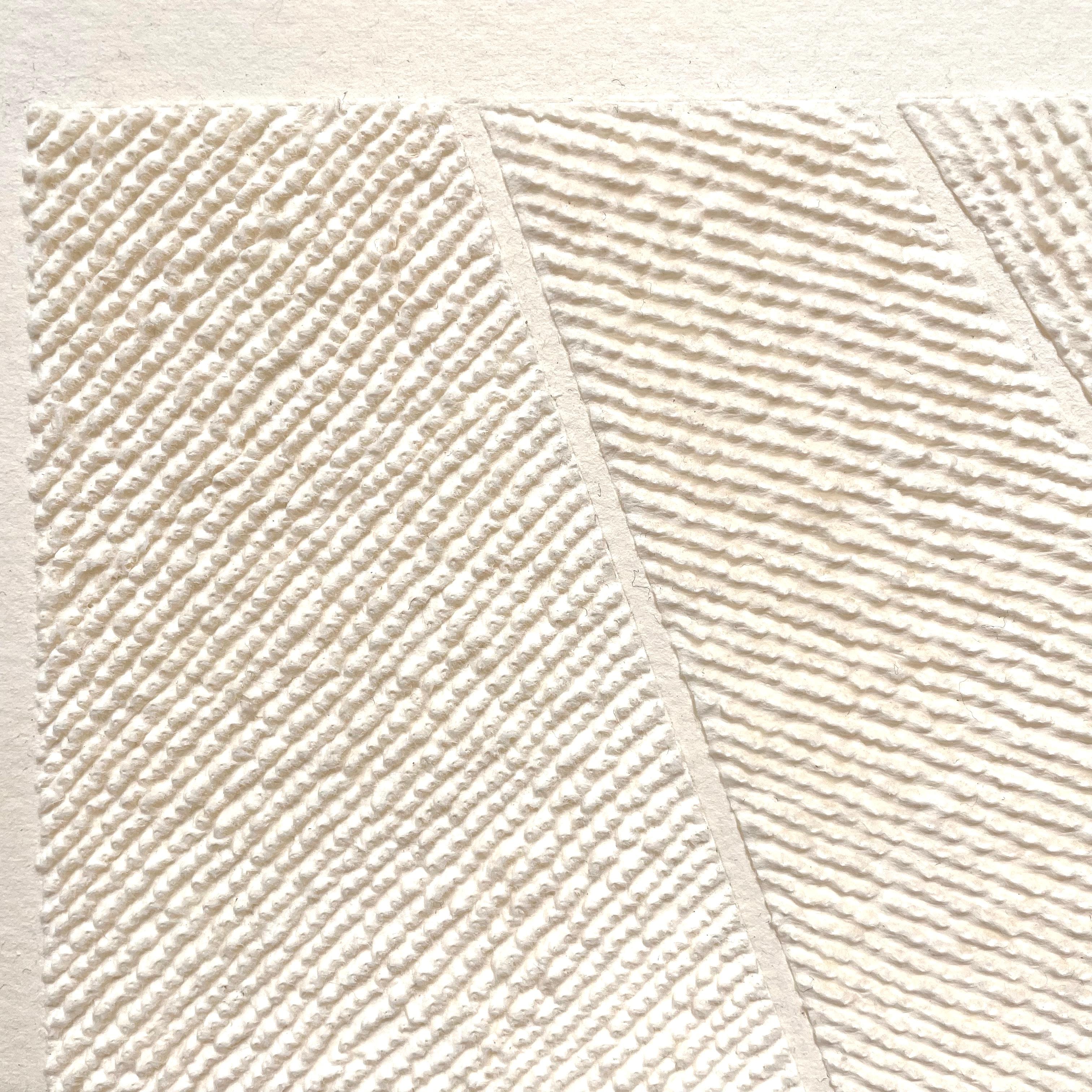 T #6- intricate beige 3D abstract aerial landscape pulled paper fiber drawing - Art by Antonin Anzil