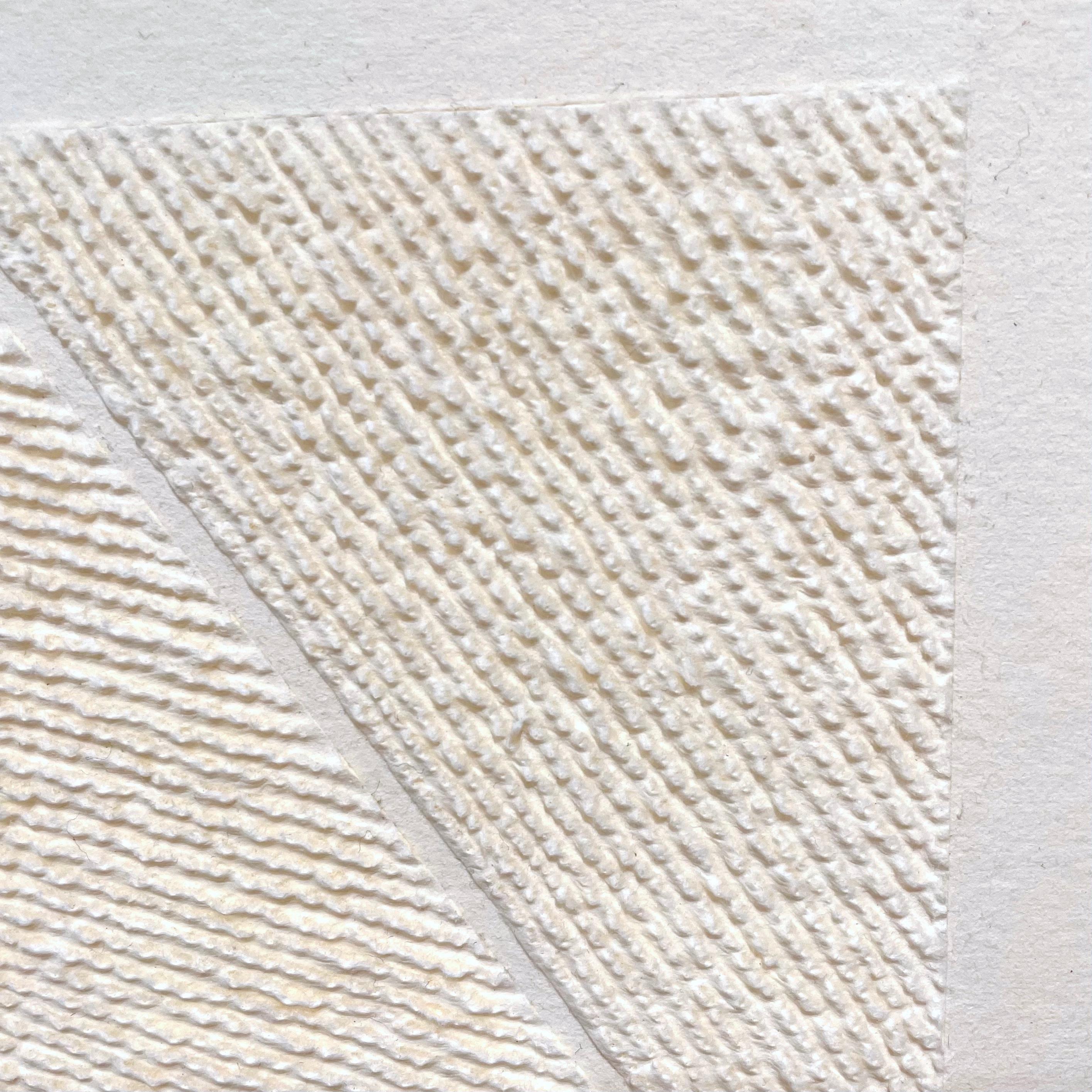 T #6- intricate beige 3D abstract aerial landscape pulled paper fiber drawing - Beige Abstract Drawing by Antonin Anzil