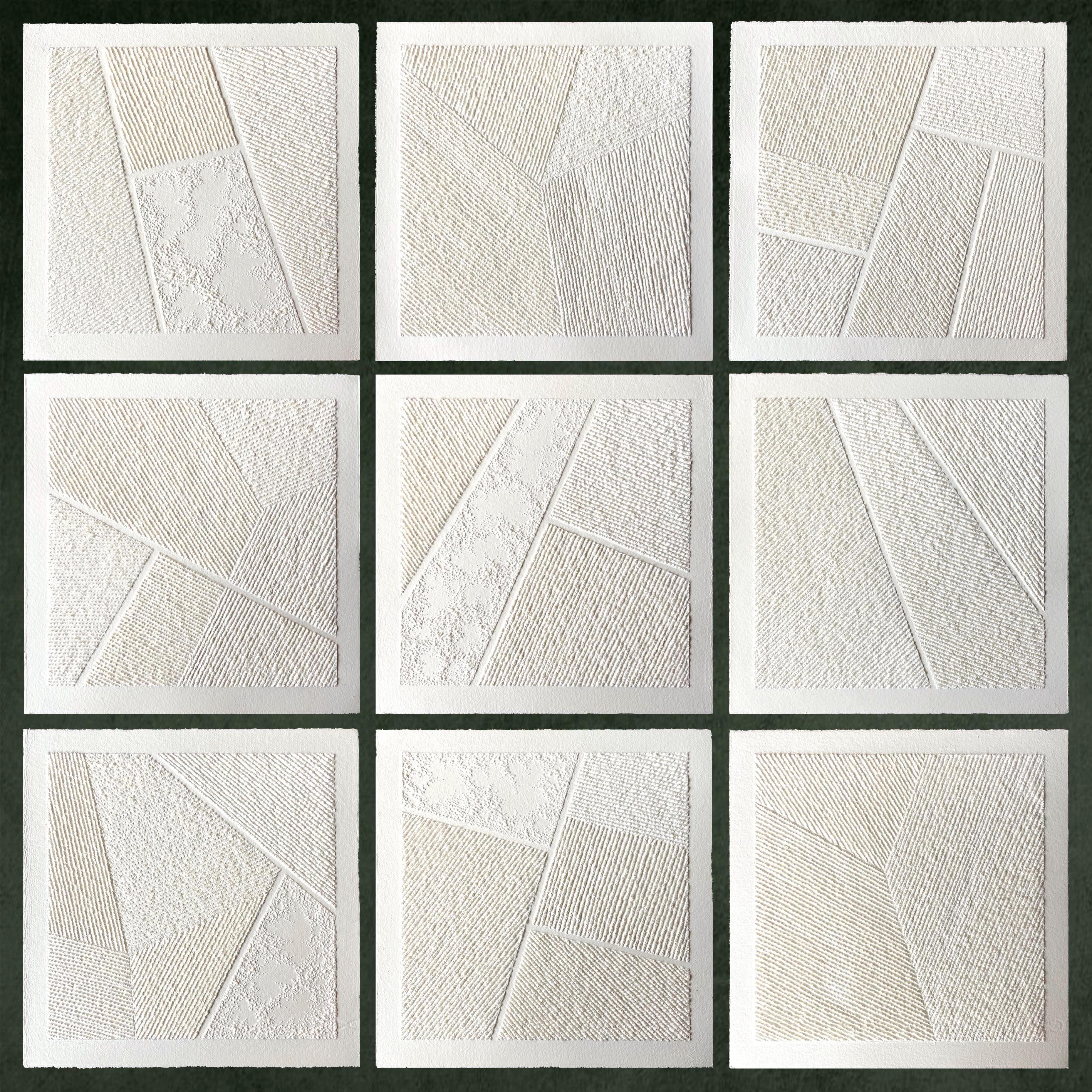 T #6- intricate beige 3D abstract aerial landscape pulled paper fiber drawing For Sale 1