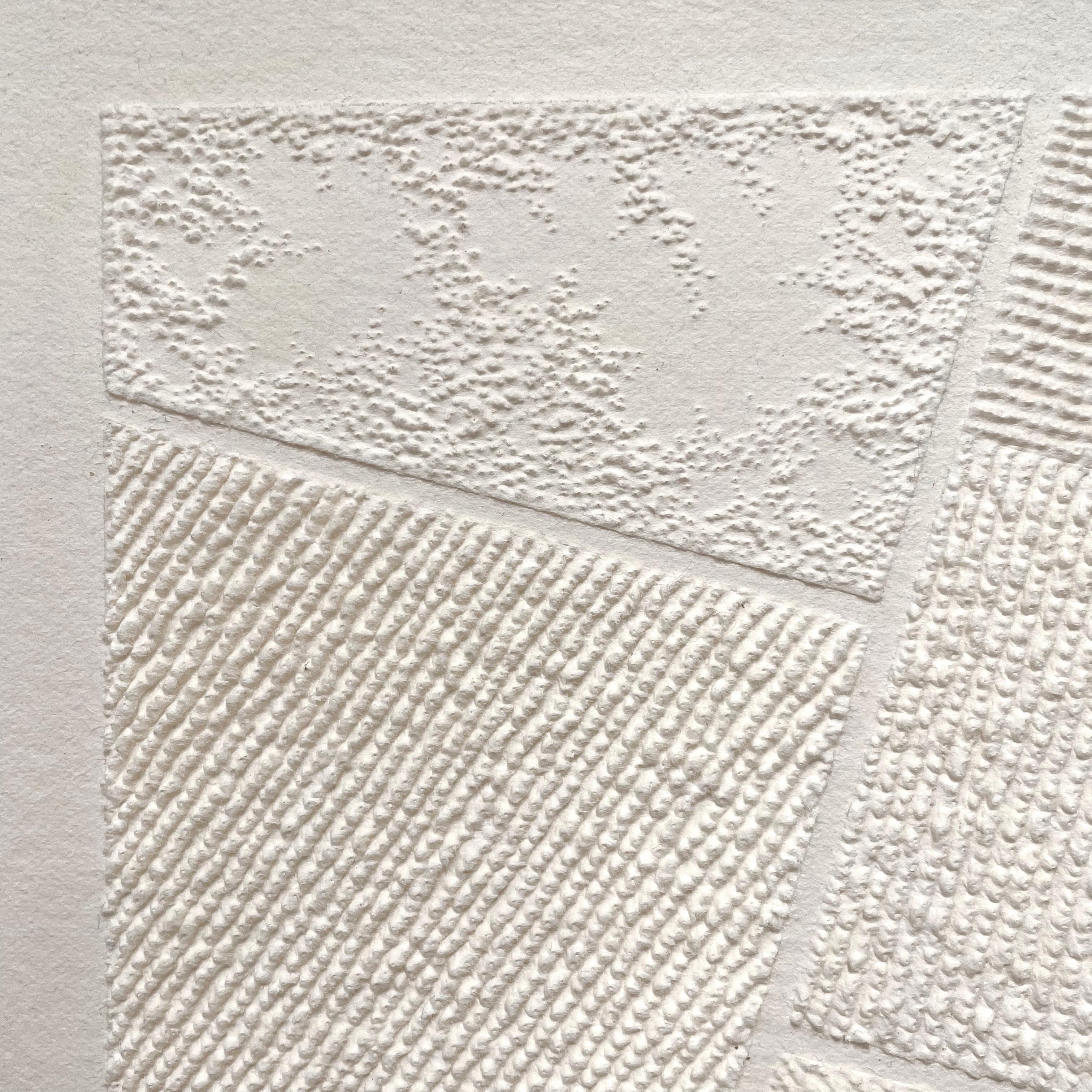 T #8- intricate beige 3D abstract aerial landscape pulled paper fiber drawing - Art by Antonin Anzil